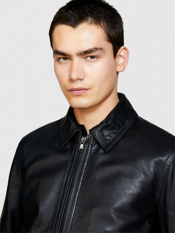 Leather jacket - men's jackets and coats - Black | Sisley image number 5